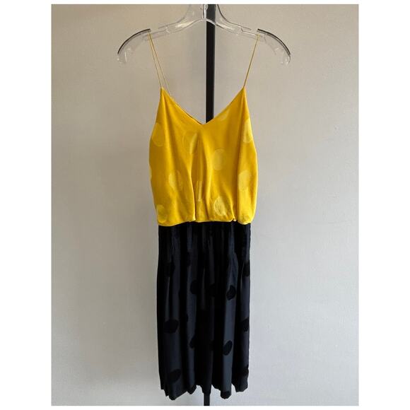 Raul Blanco Black Yellow Sleeveless Silk Dress & Jacket Set Size 6 #96188 - Picture 3 of 6